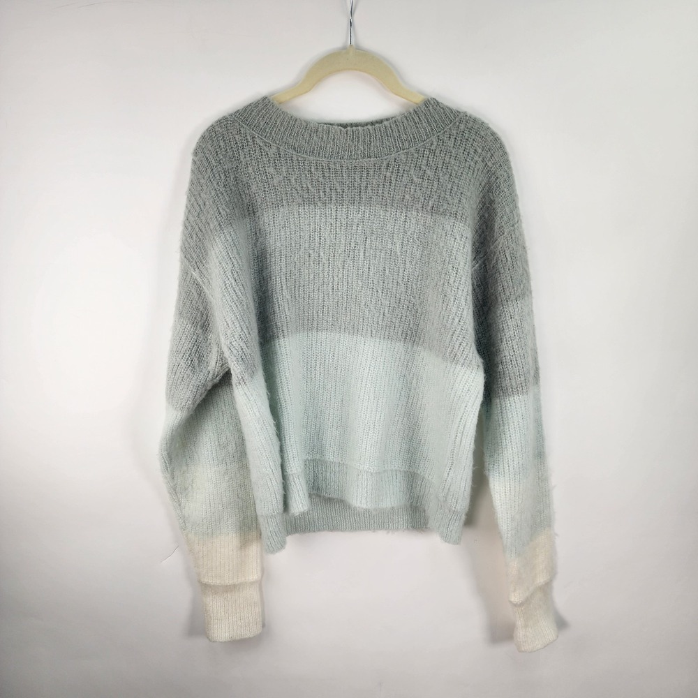 Free People Autumn Sky Sweater Women's S Cloud Combo Wool Blend Colorblock Green